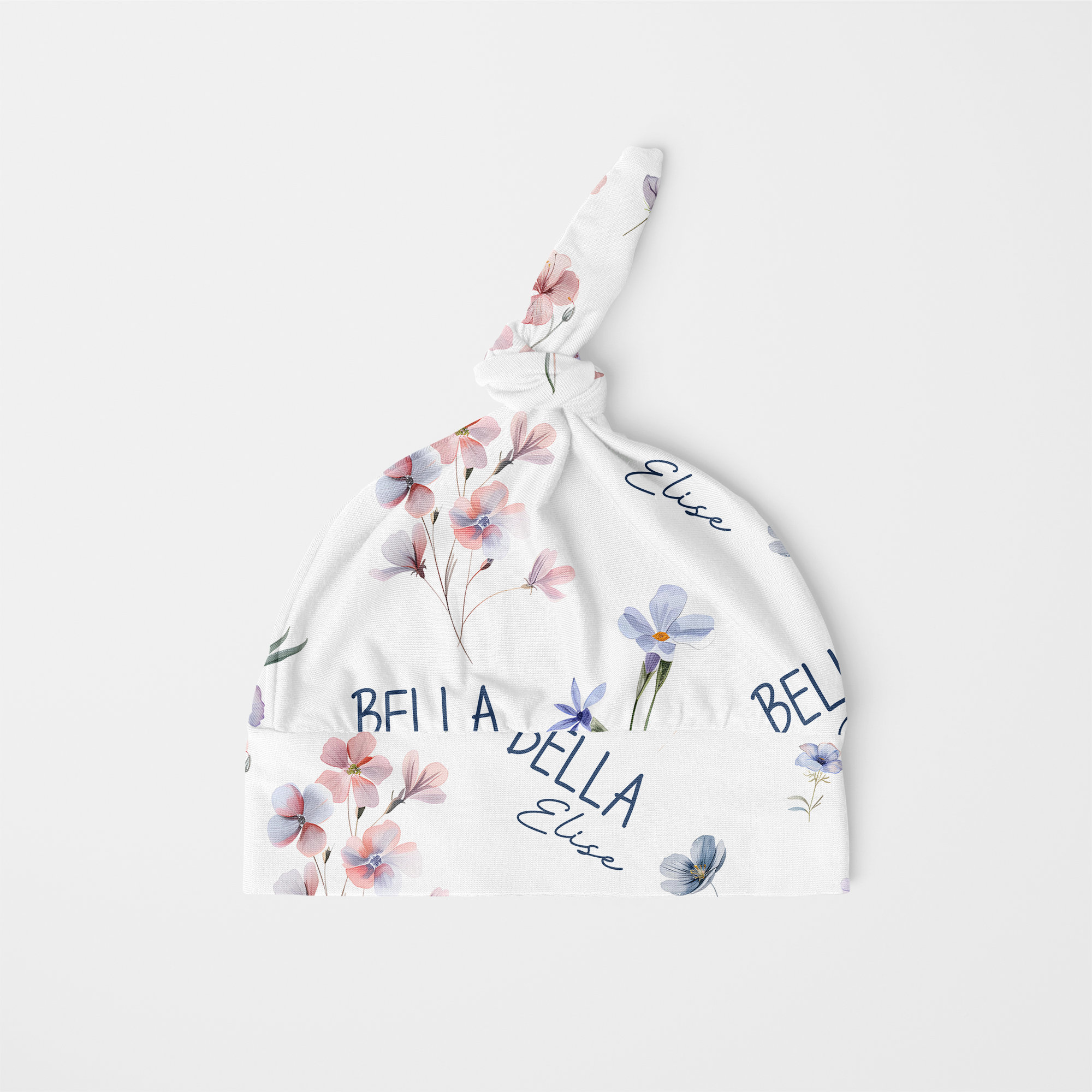 Pretty Wildflower Floral Personalized Knotted Hat