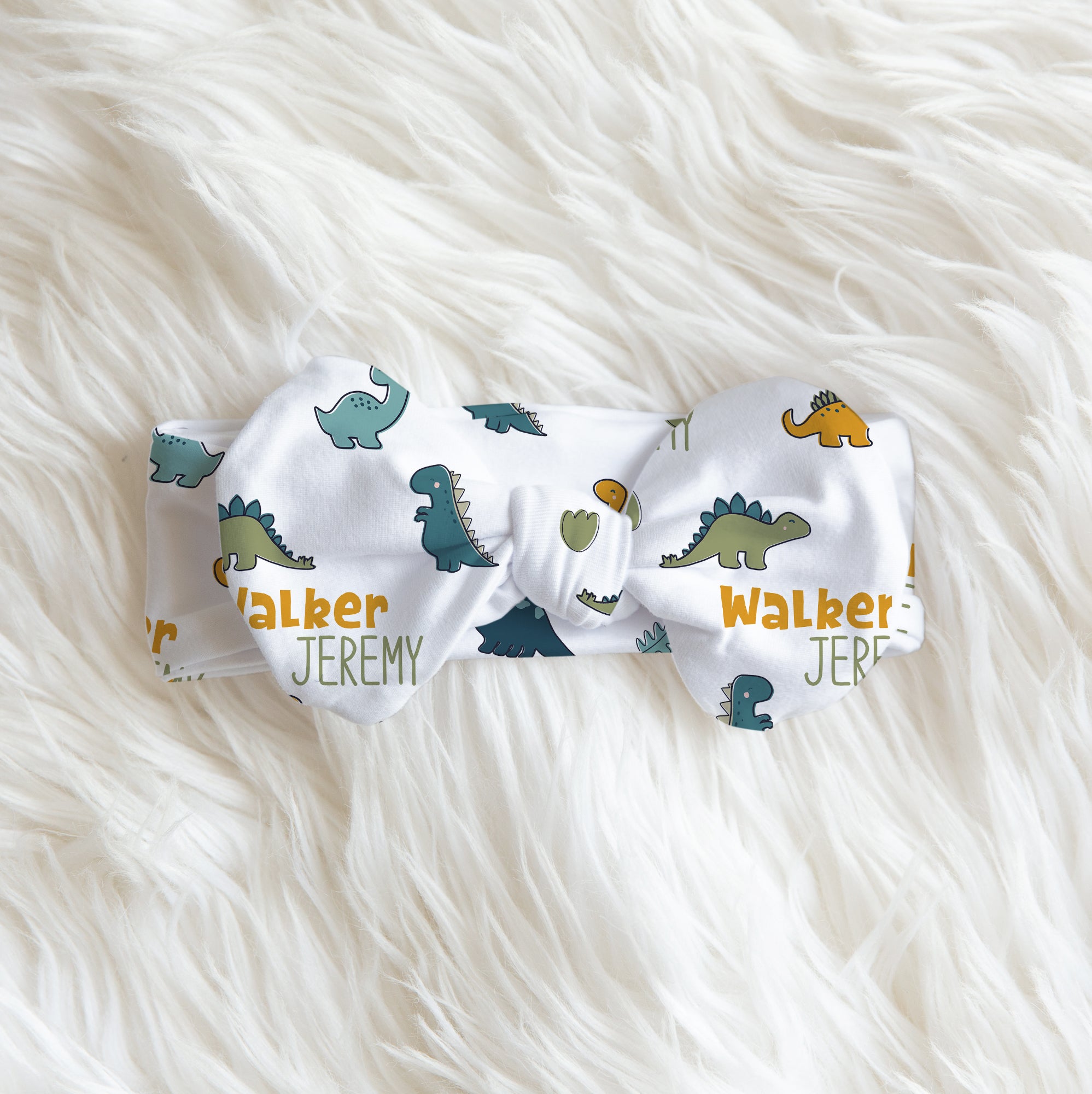 Mini Dinosaur Personalized Bow Headband