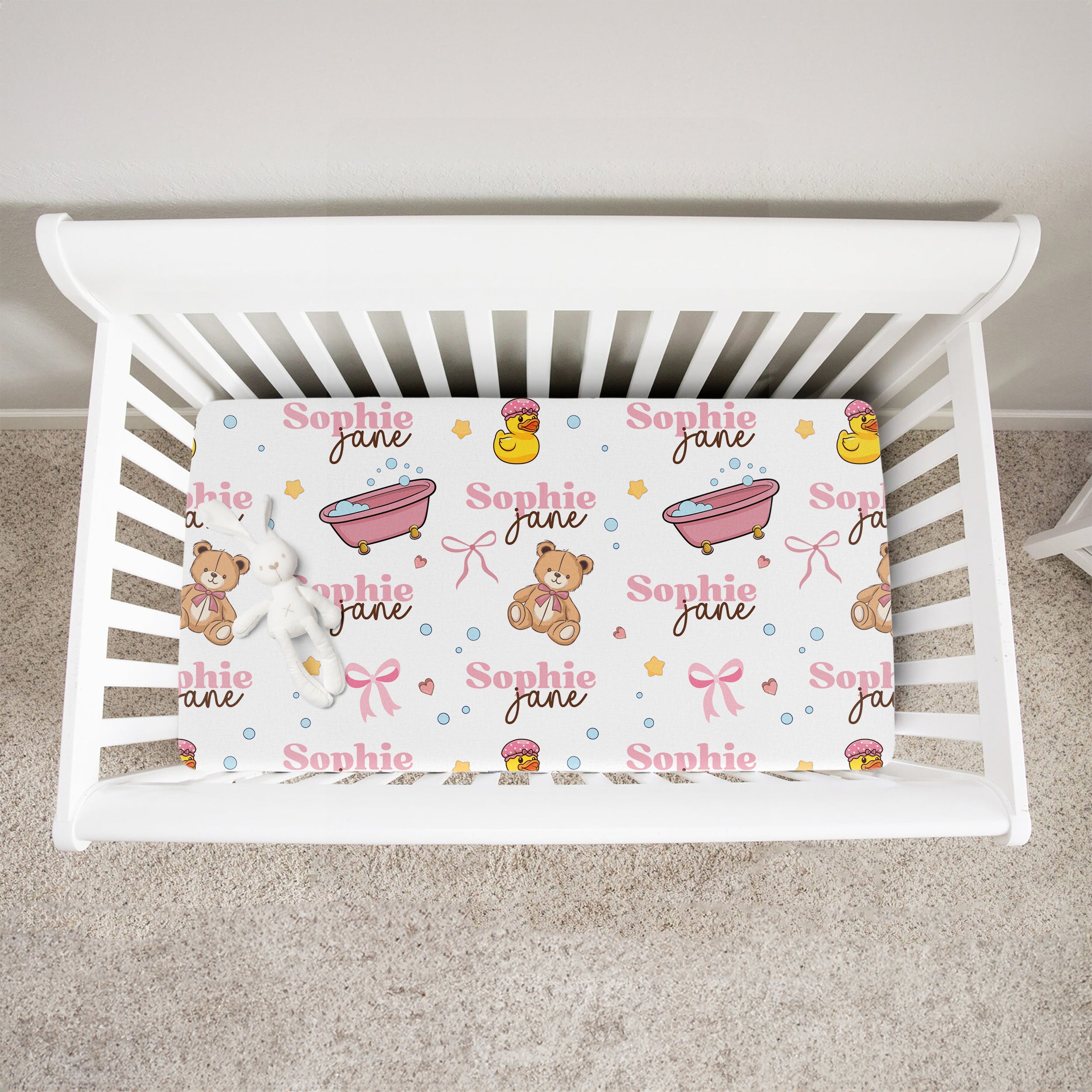 Bathtime Besties Personalized Crib Sheet