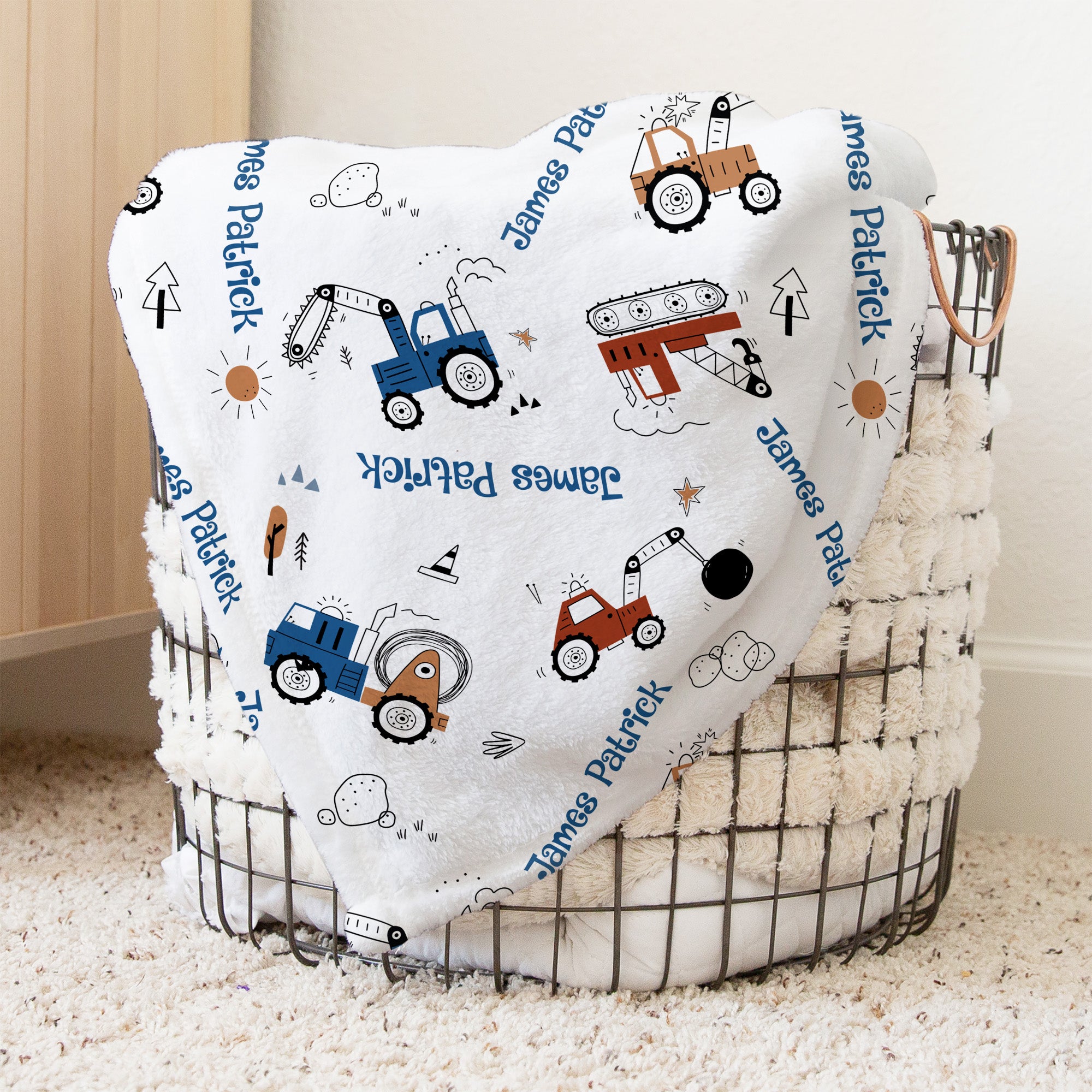 Construction Vehicle Personalized Minky Blanket