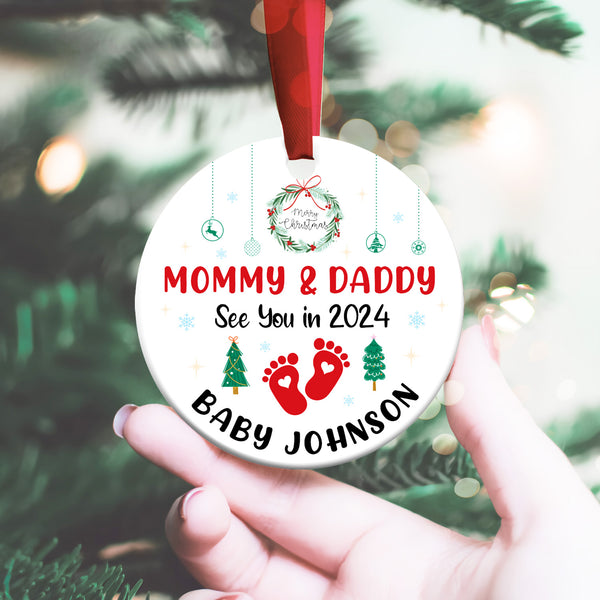 Merry Christmas Mommy and Daddy See You in 2024 Christmas Ornament