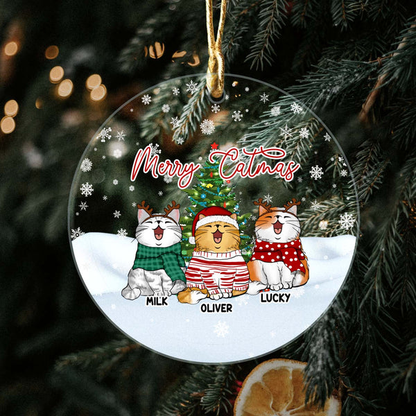 Personalized Cat Christmas Ornament, Merry Catmas Ornament, Custom Cat Lover