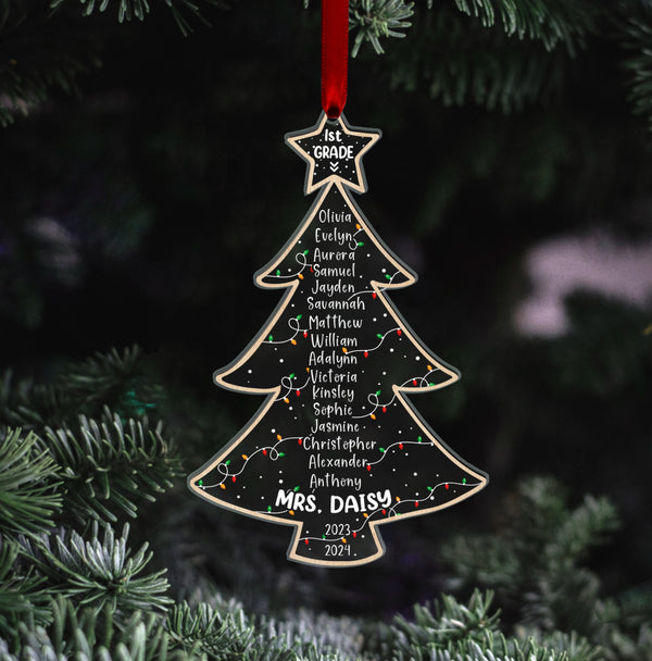 Custom Teacher Ornament, Class List Educator Gift, Christmas Teacher With Kids