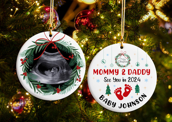 Merry Christmas Mommy and Daddy See You in 2024 Christmas Tree Ornament