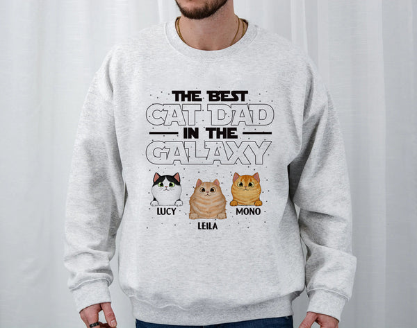 Personalized Best Cat Dad In The Galaxy Shirt, Custom Cat Name Shirt For Cat Dad