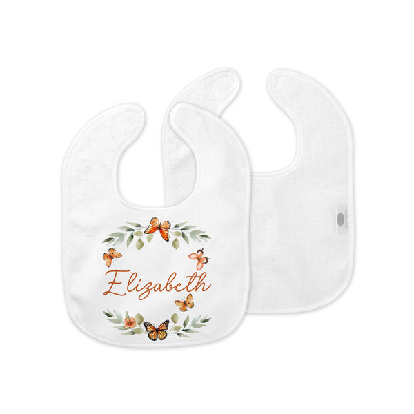 Orange Butterfly Personalized Bib