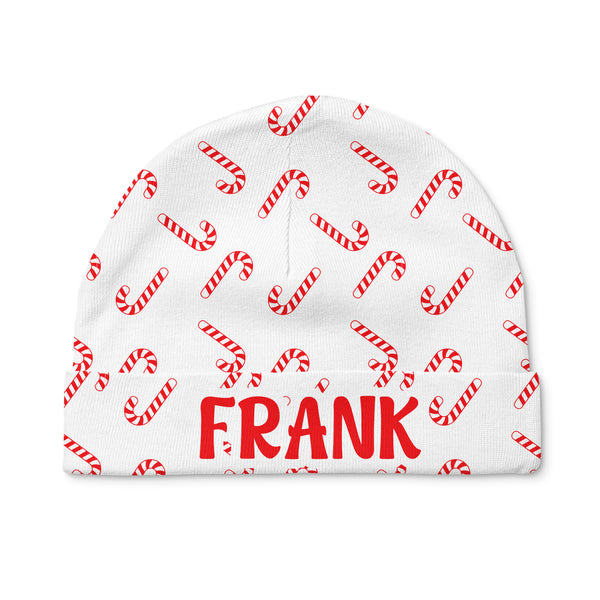 Candy Cane Personalized Beanie Hat