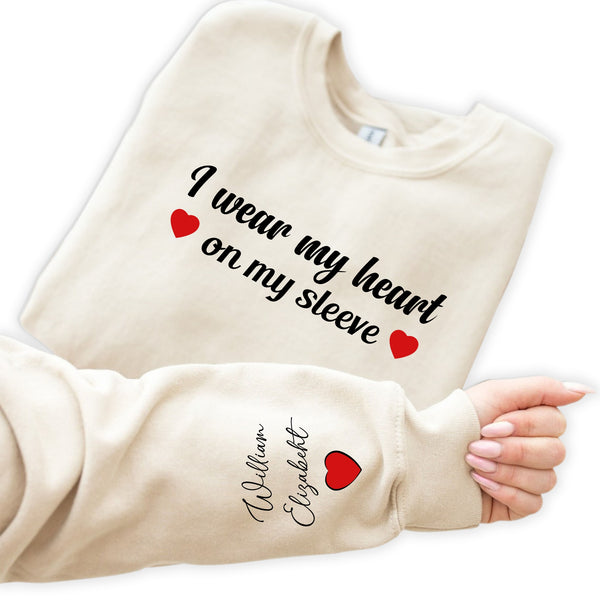 I Wear My Heart On My Sleeve Sweatshirt, Gift For Mum, Mothers Day Sweatshirt