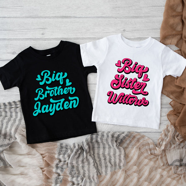 Big Sister Baby Reveal Shirt, Retro Vintage Sister Brother Shirt