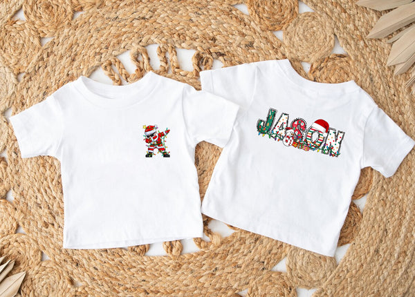 Personalized Christmas Toddler Shirt, Custom Name Kids Christmas Infant Shirt