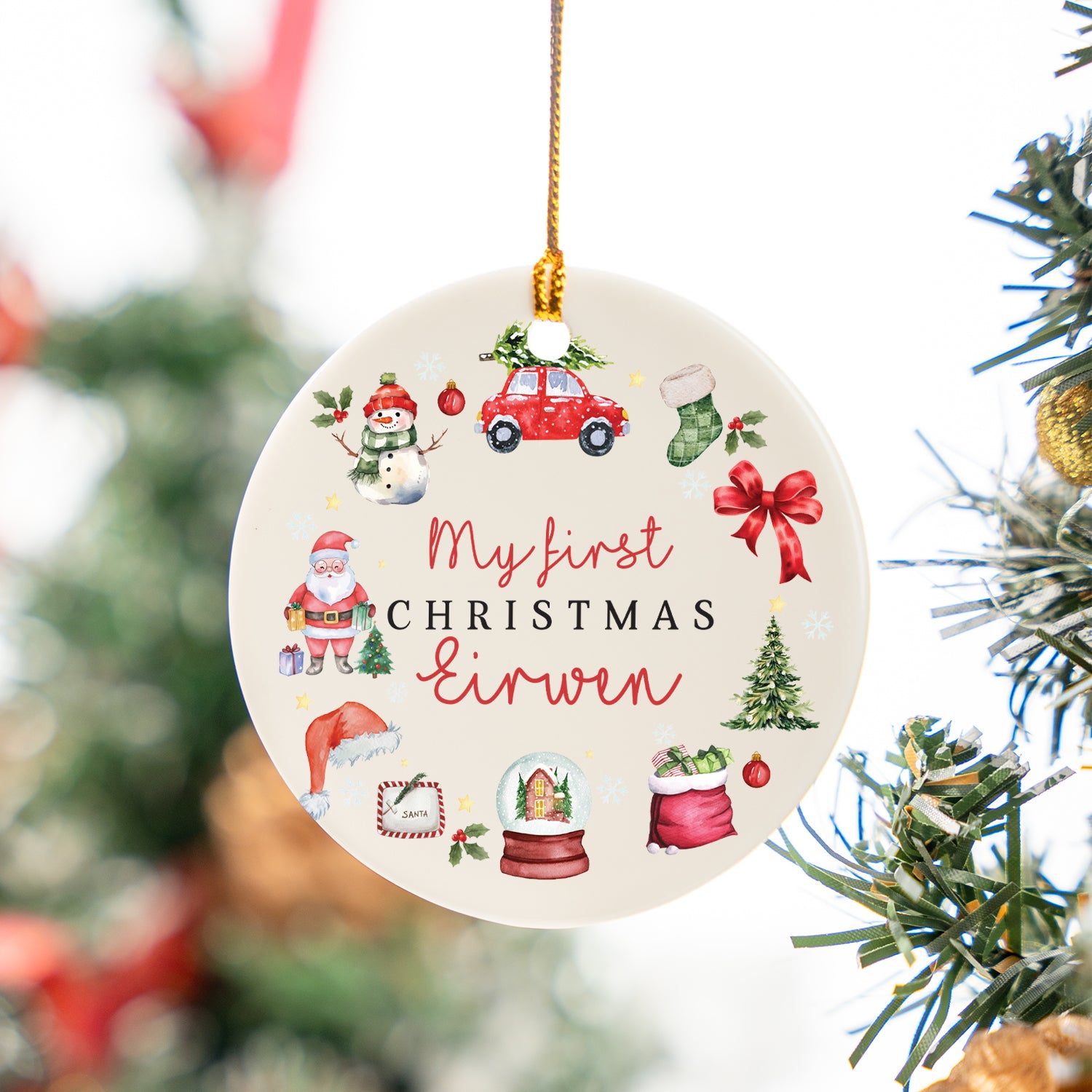 Christmas Day Personalized Custom Ceramic Ornament