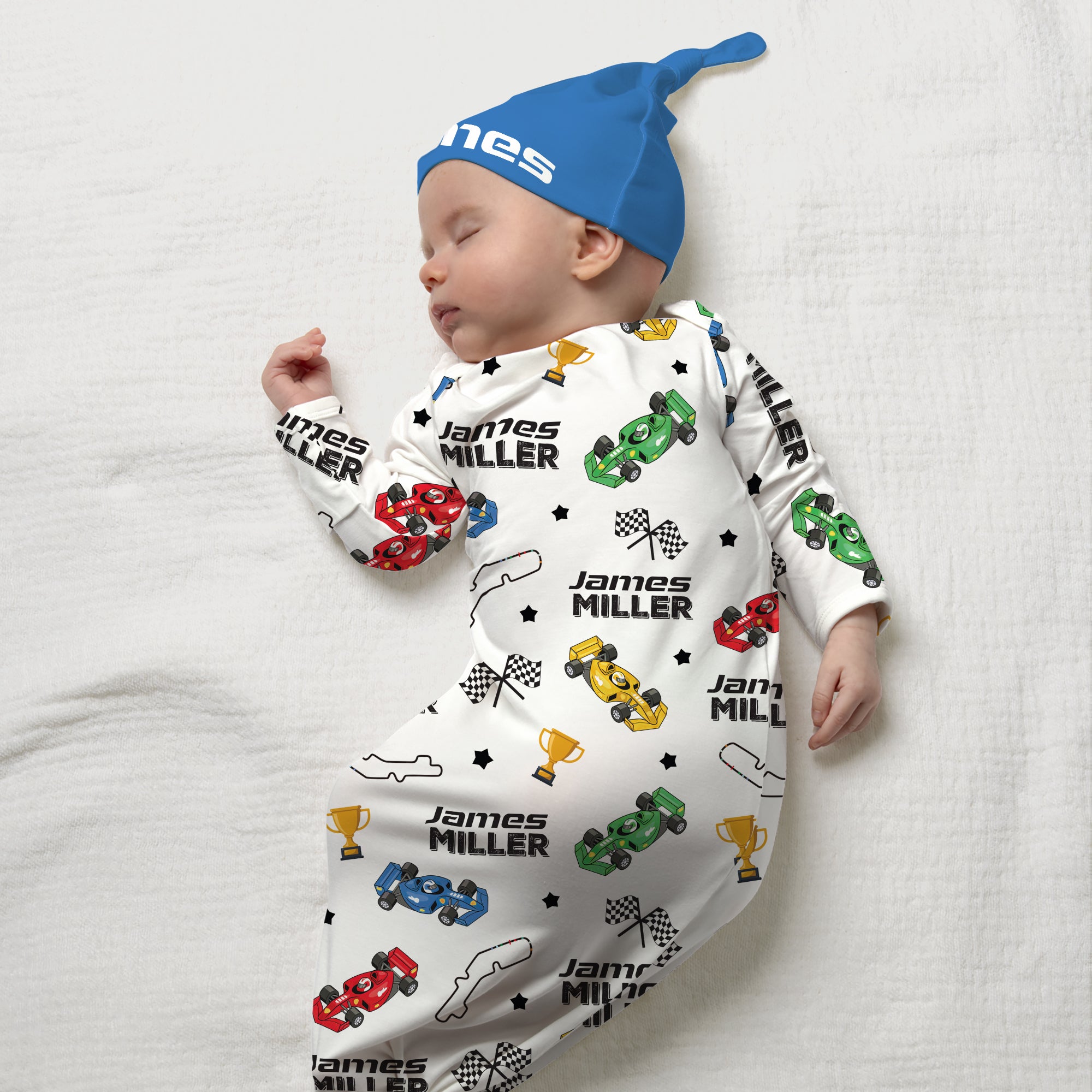 Pit Crew Personalized Newborn Sleep Gown