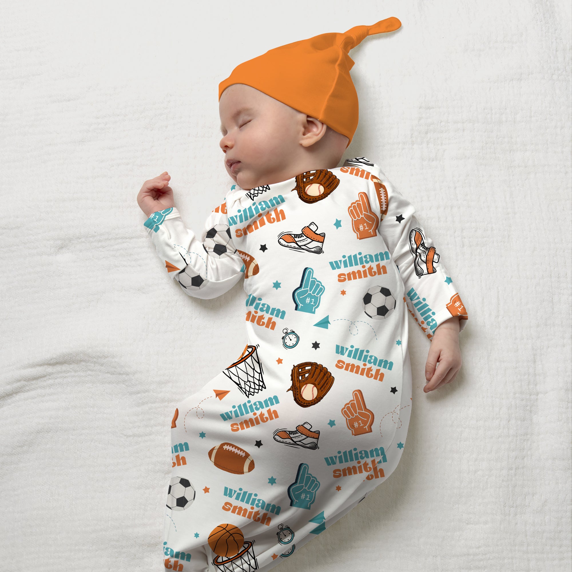 Half Time Personalized Newborn Sleep Gown