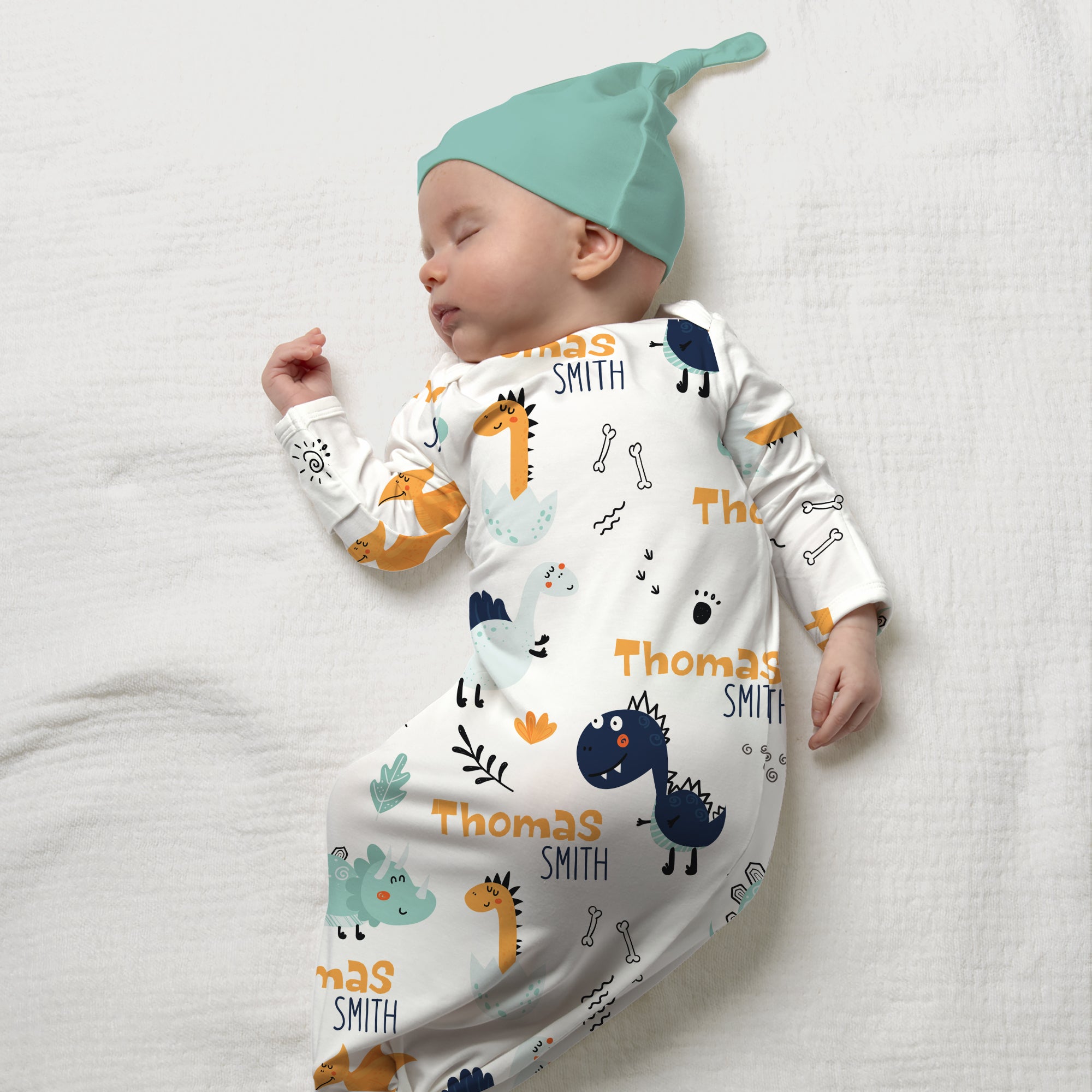 Cute Dinosaur Personalized Newborn Sleep Gown