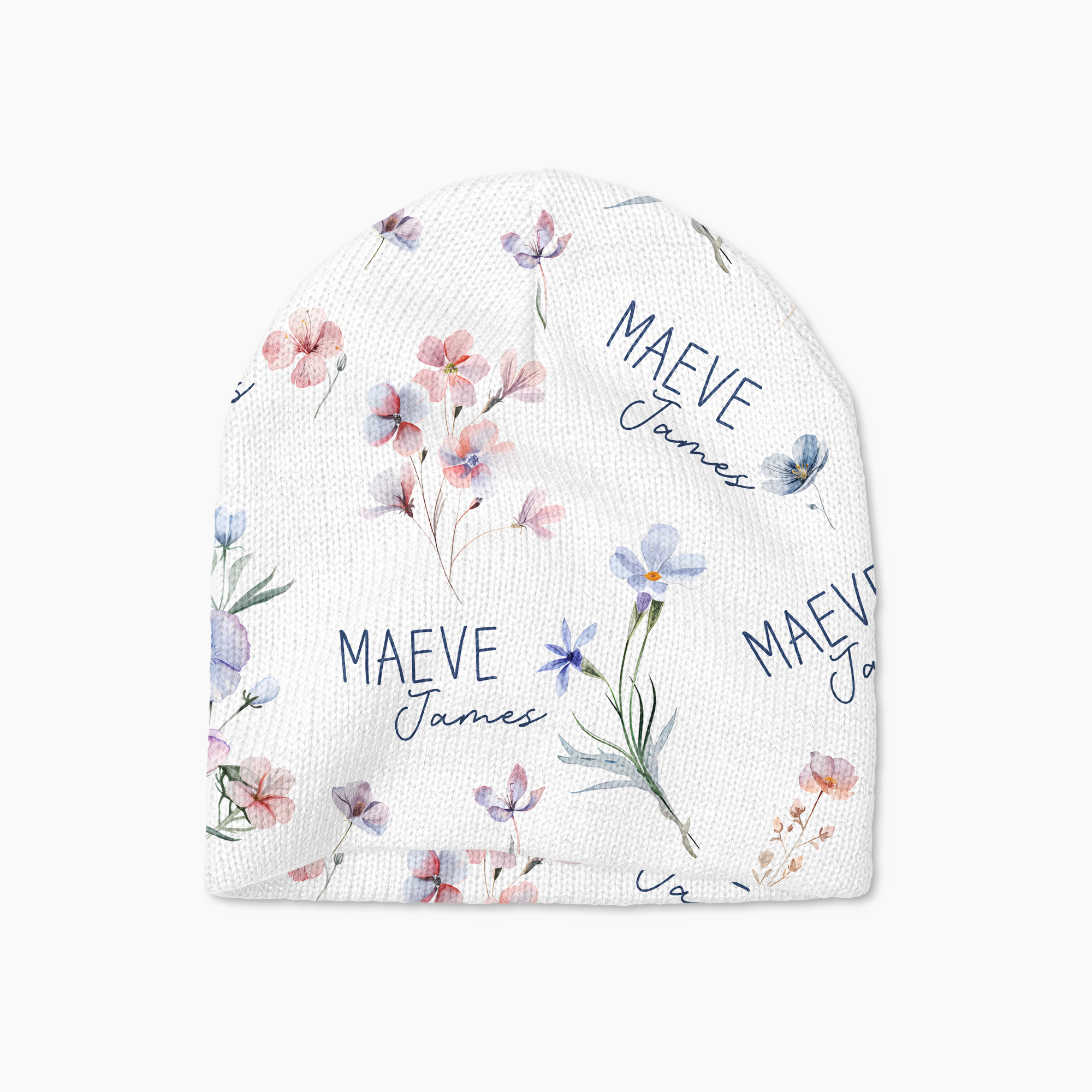 Pretty Wildflower Floral Personalized Beanie Hat