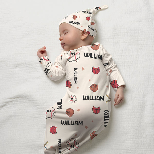 Baseball Personalized Newborn Sleep Gown