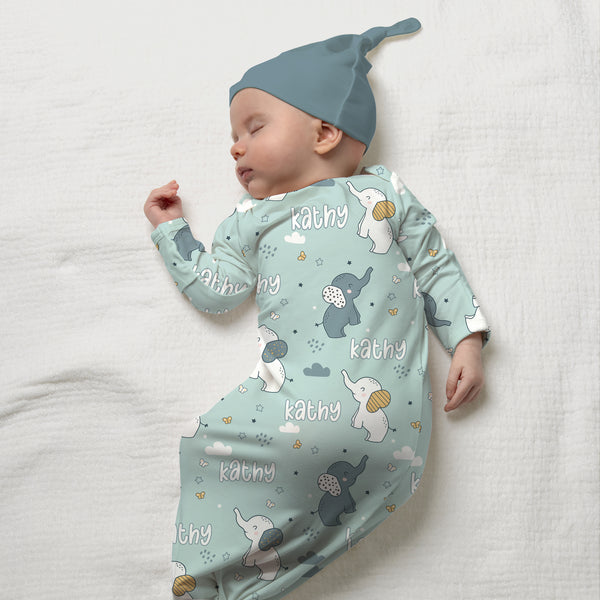 Elephant Personalized Newborn Sleep Gown