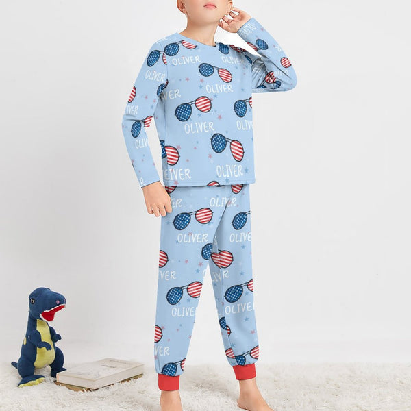 Personalized 4th of july Long Sleeve Pajama Suit for Boy