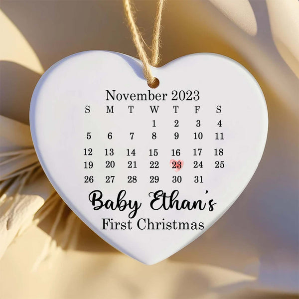 Personalized Baby's First Christmas Ornament 2023, Newborn Birth Stats