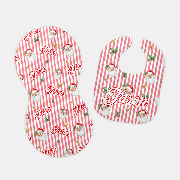 Santa Baby Personalized Bib and Burp Cloth Set