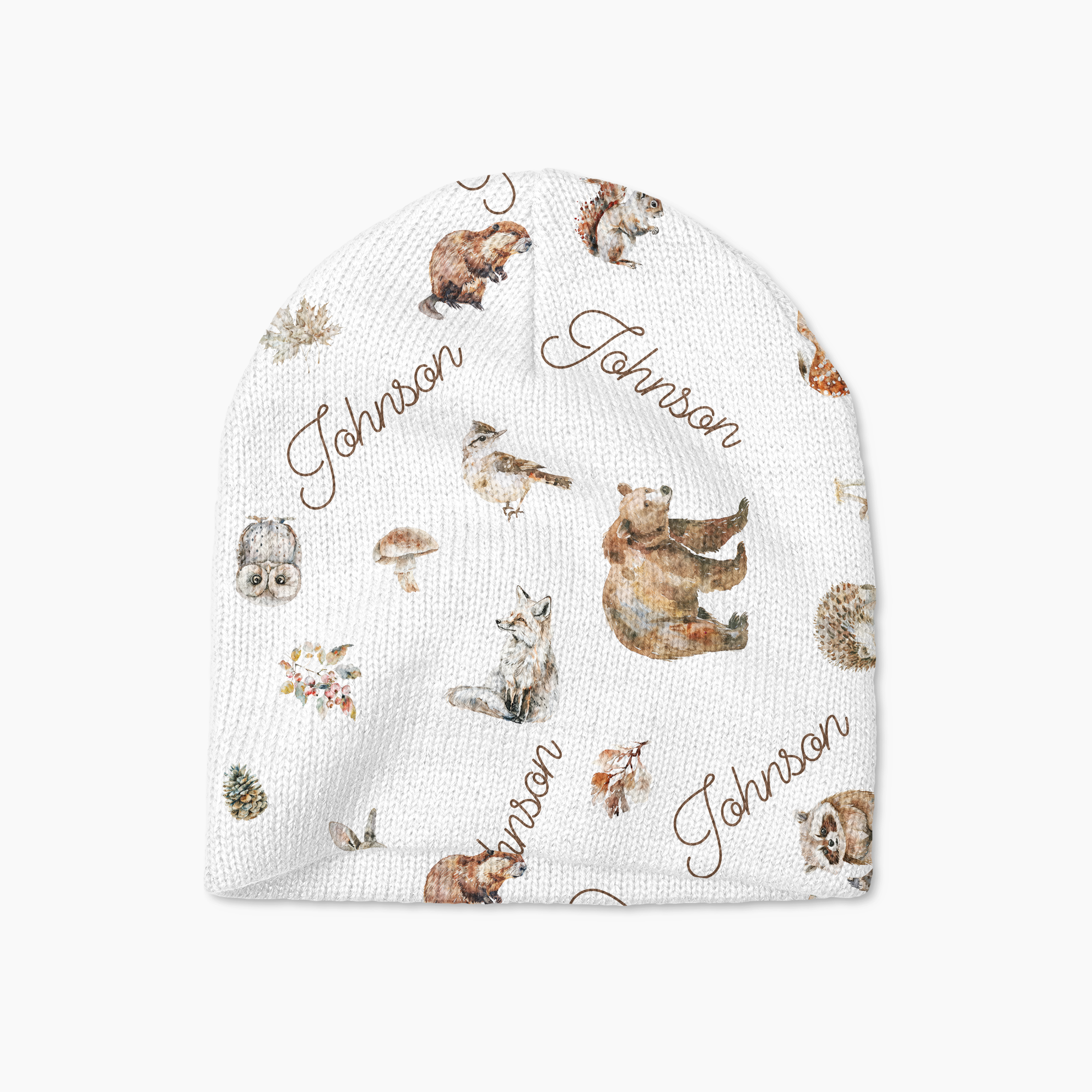 Woodland Animals Personalized Beanie Hat