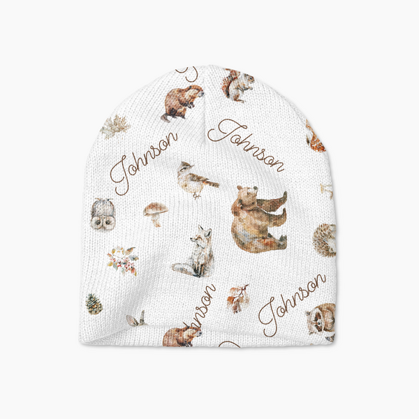 Woodland Animals Personalized Beanie Hat