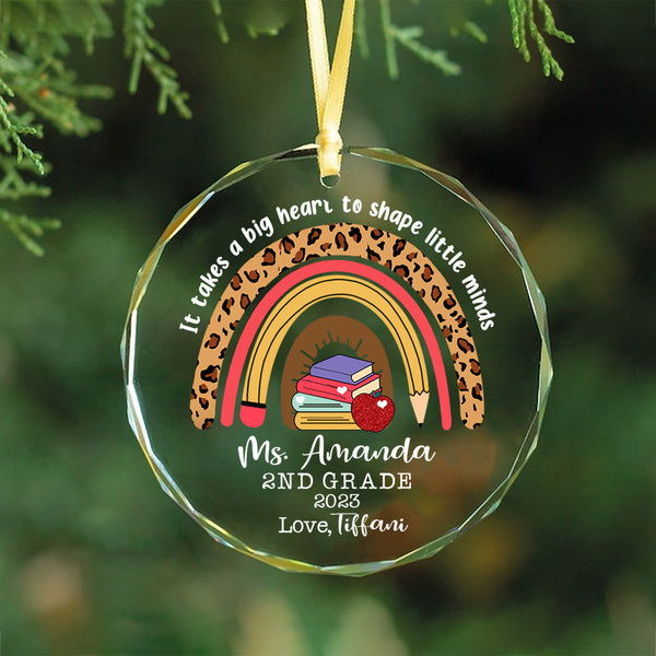 Custom Rainbow Teacher Christmas Ornament • Personalized Teacher Ornament with Name & Year