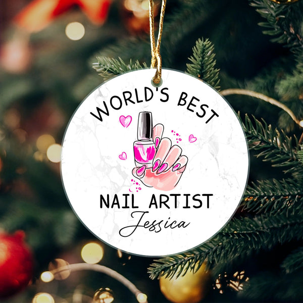 Personalized Nail Artist Ornament Best World Nail Tech gift Christmas Ornament