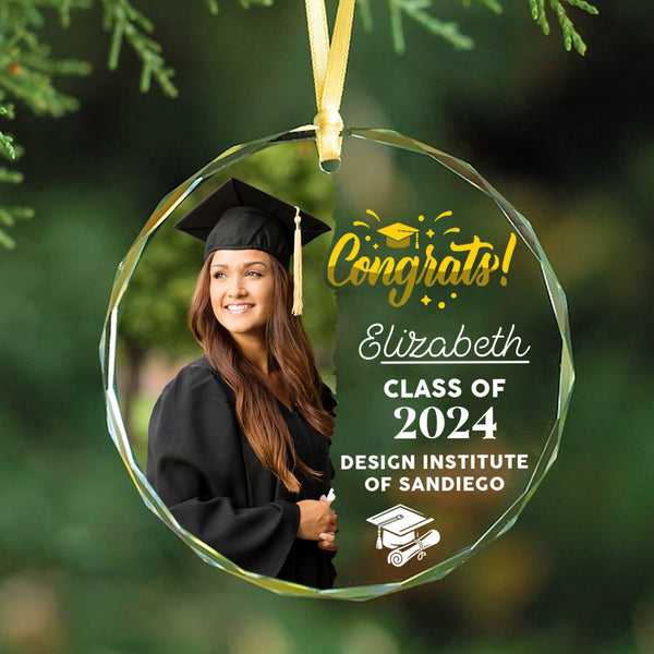 Custom Graduation Ornament, Congrats Graduation Photo Ornament