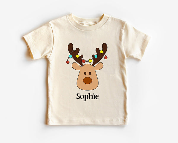 Custom Name Baby Christmas Deer Toddler infant Shirt, Custom Deer Christmas Toddler Shirt