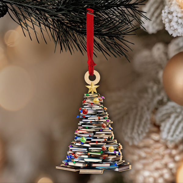 Christmas Book Tree Ornament, Book Lover Christmas Ornament, Book Lover Ornament