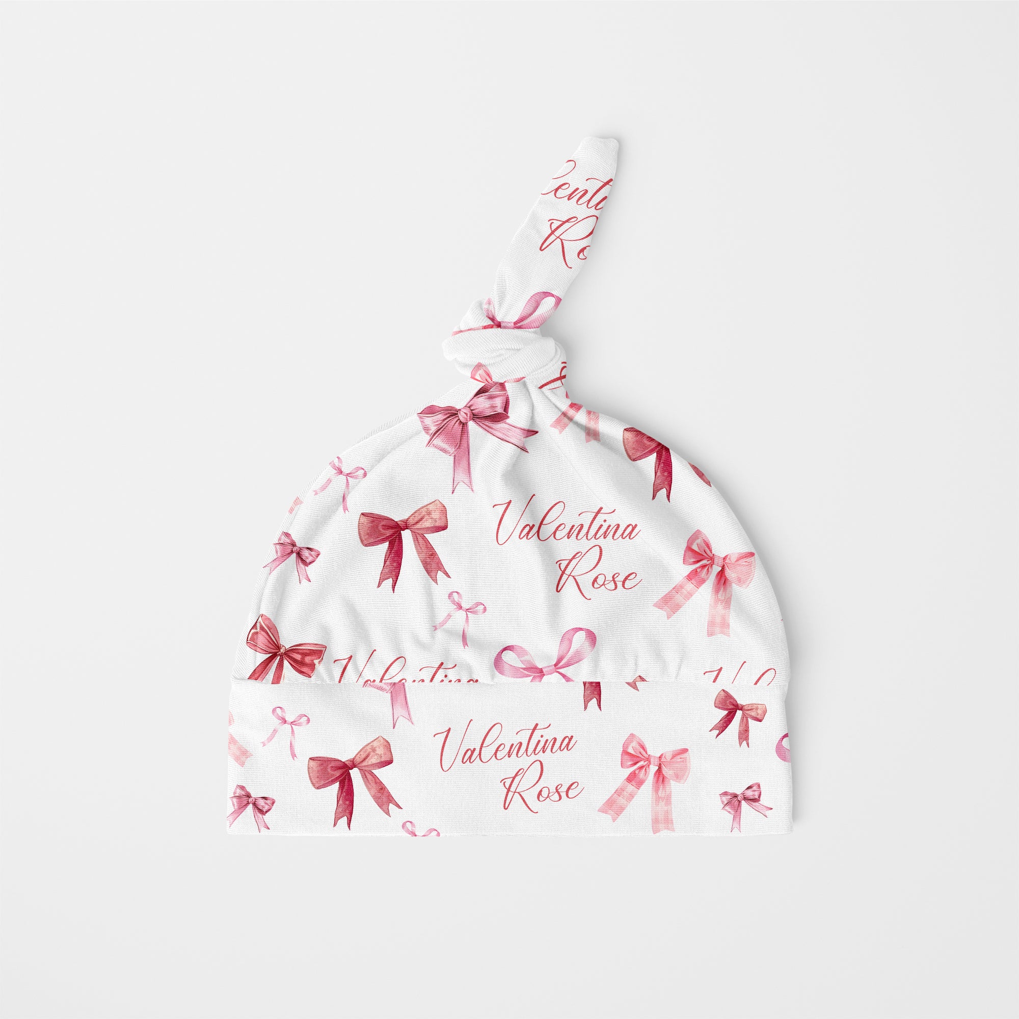 White Coquette Bow Personalized Knotted Hat