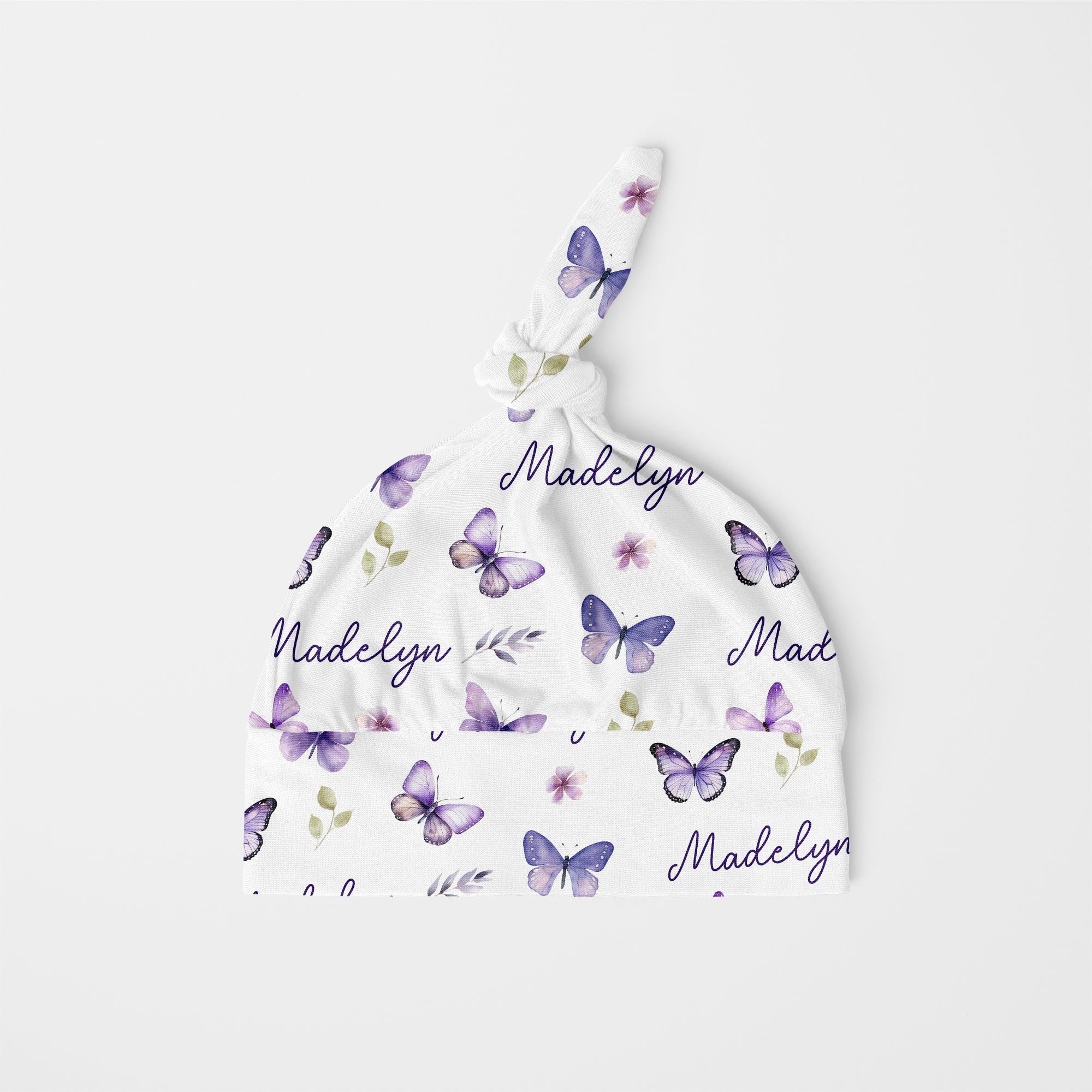 Purple Butterfly Personalized Knotted Hat