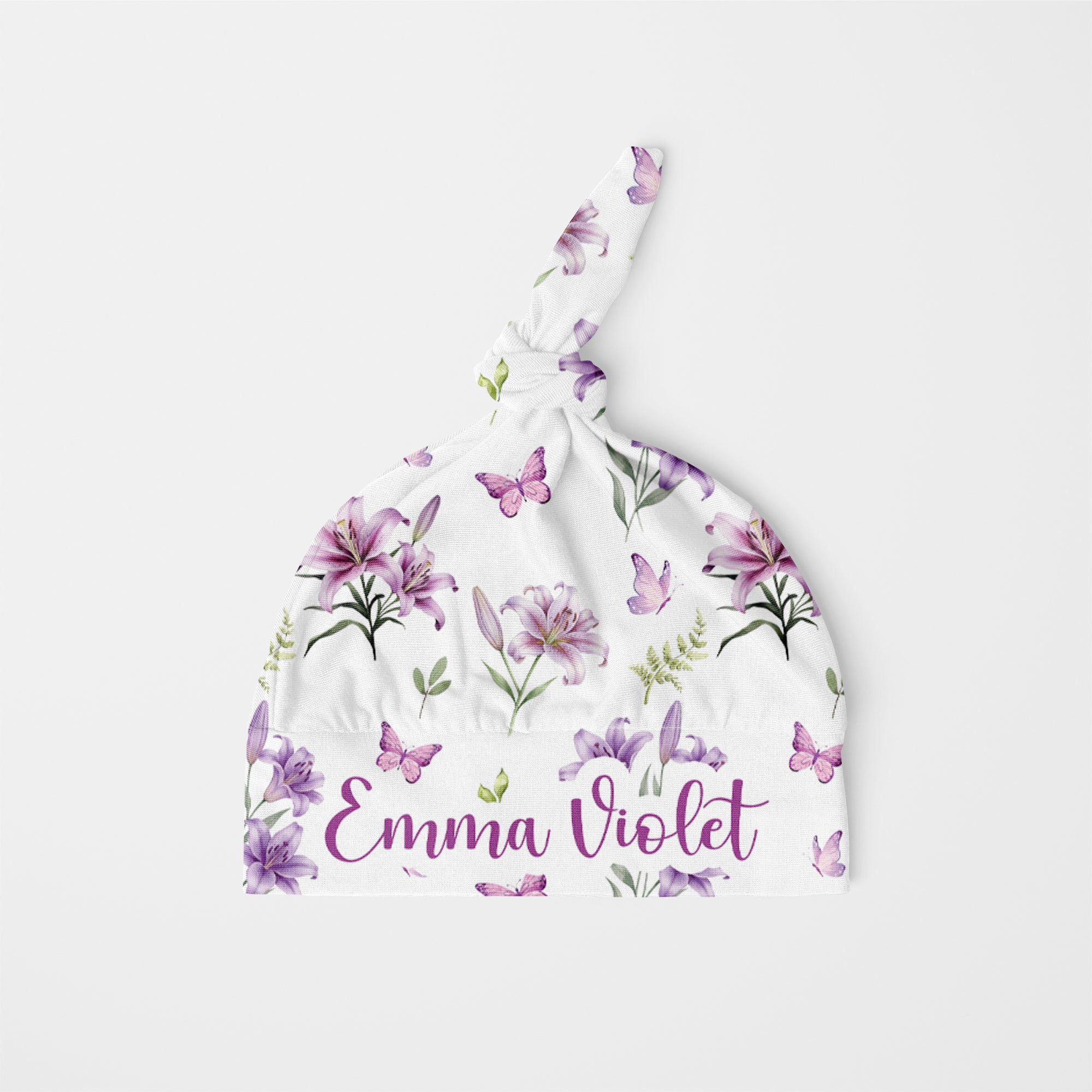 Purple Lilys Personalized Knotted Hat