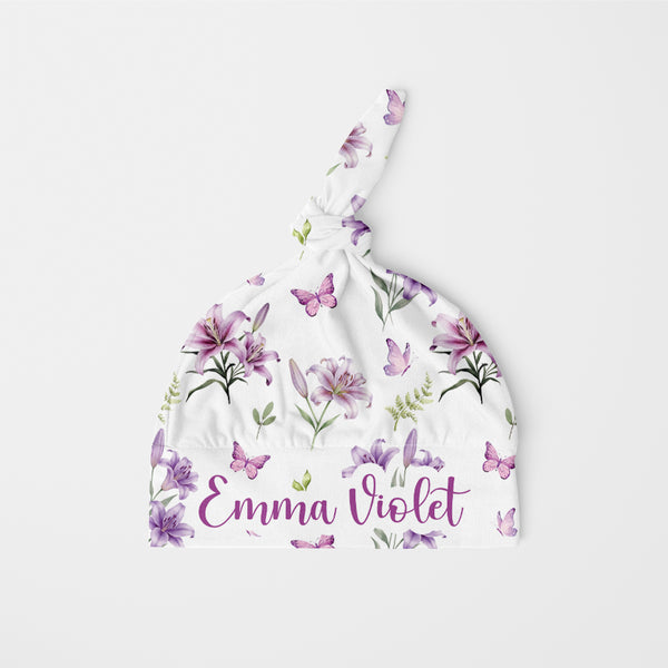 Purple Lilys Personalized Knotted Hat