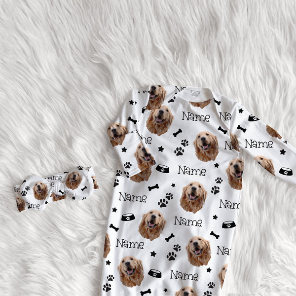 Dog Portrait Personalized Newborn Sleep Gown