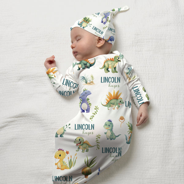 Dinosaur Boy Personalized Newborn Sleep Gown