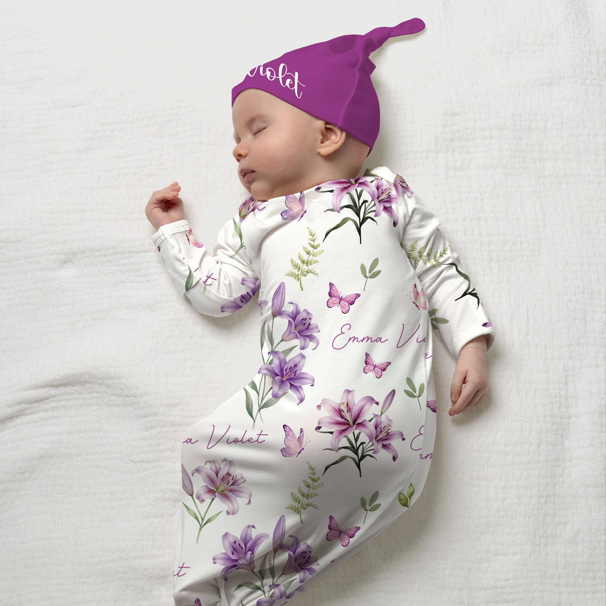 Purple Lilys Personalized Newborn Sleep Gown