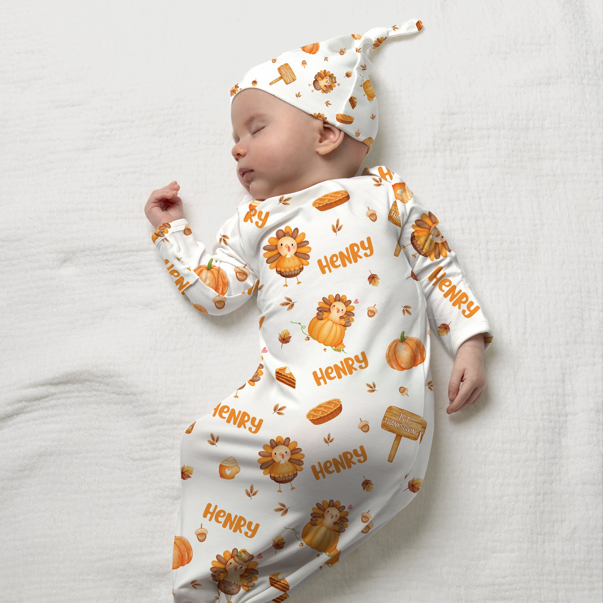 Babe's 1st Thanks Giving Personalized Newborn Sleep Gown