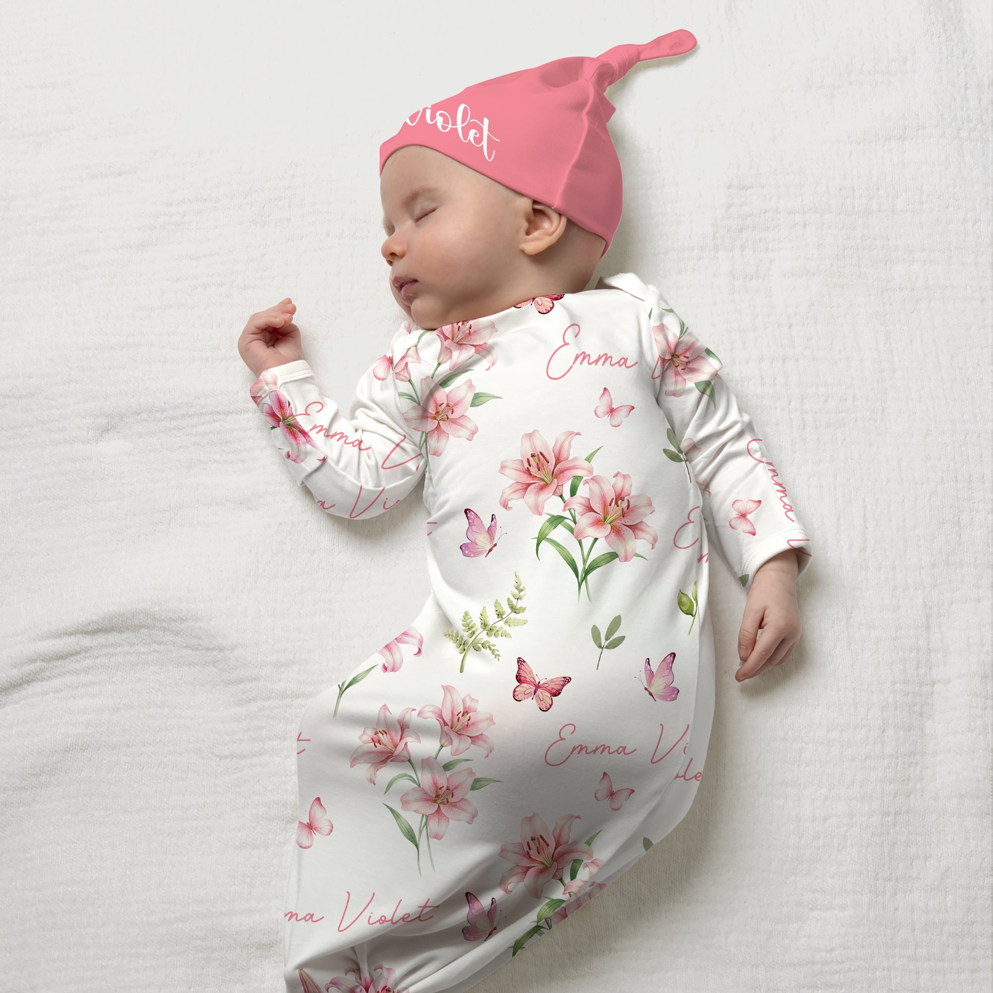 Pink Lilys Personalized Newborn Sleep Gown