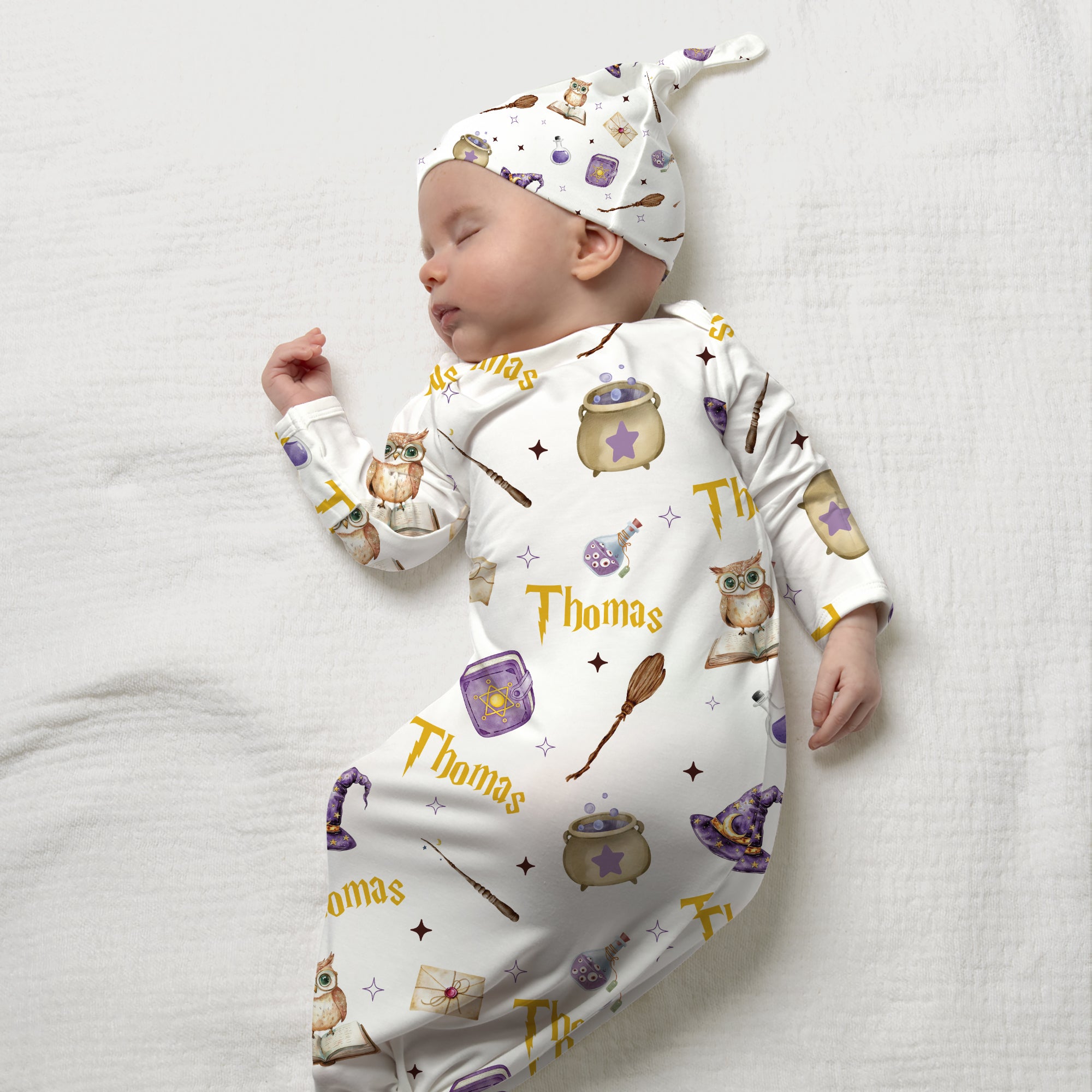 Wizard School Personalized Newborn Sleep Gown