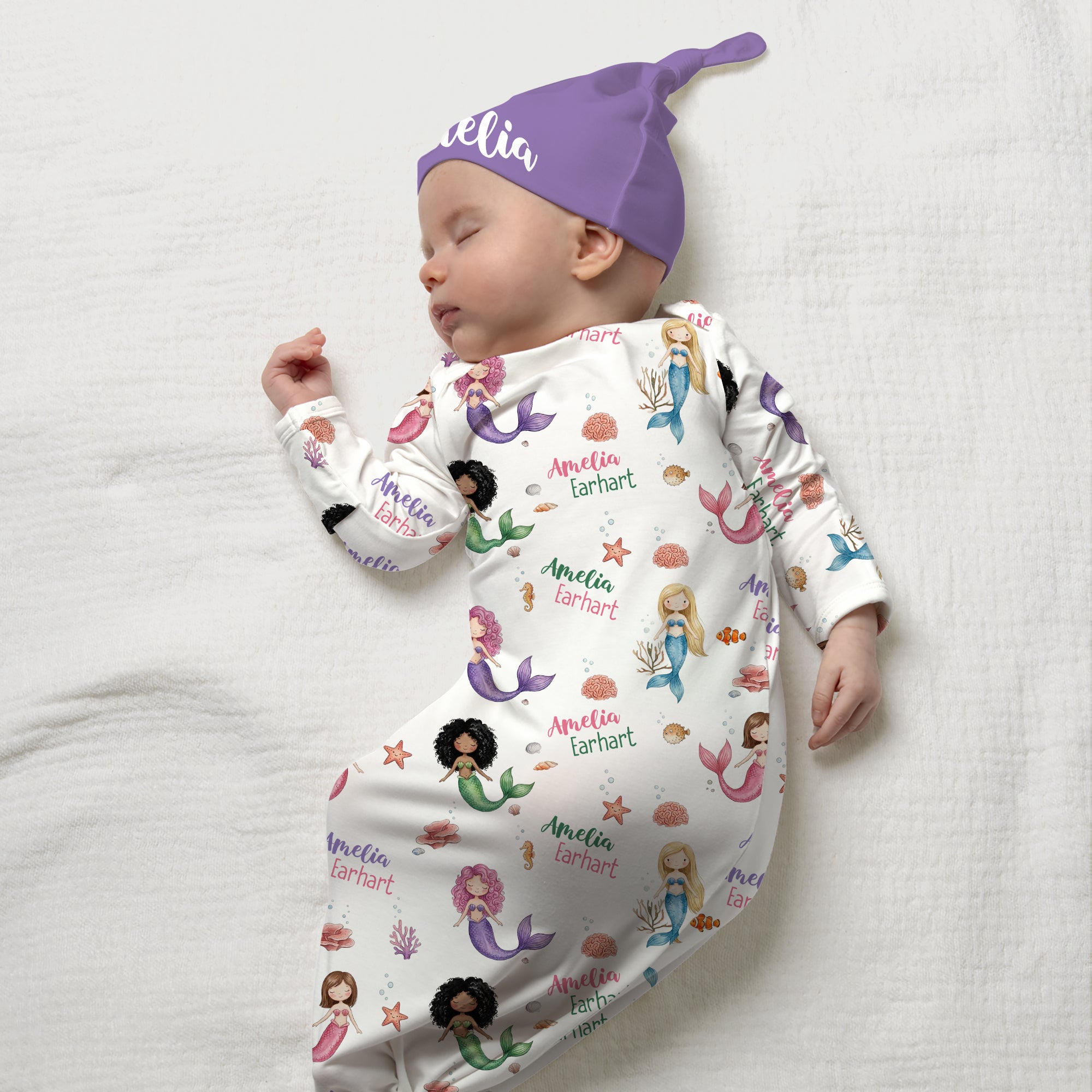 Little Mermaid Personalized Newborn Sleep Gown