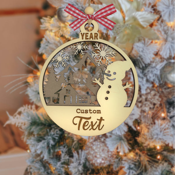 Snowman Personalized Wood Ornament