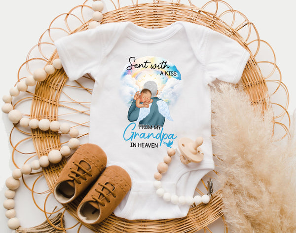 Sent With A Kiss Personalized Onesie, Custom Grandpa Grandma Bodysuit