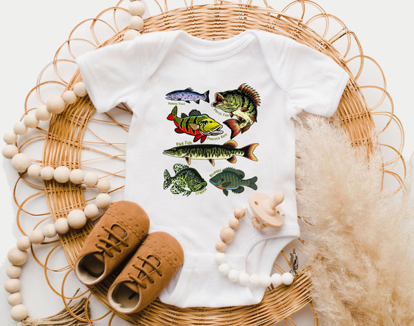 Lake Fish Field Guide Onesie Bodysuit - Cute Fish Biologist Baby Clothing