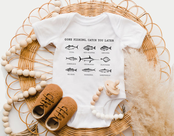 Gone Fishing Baby Onesie, Cute Fishing Baby Shirt