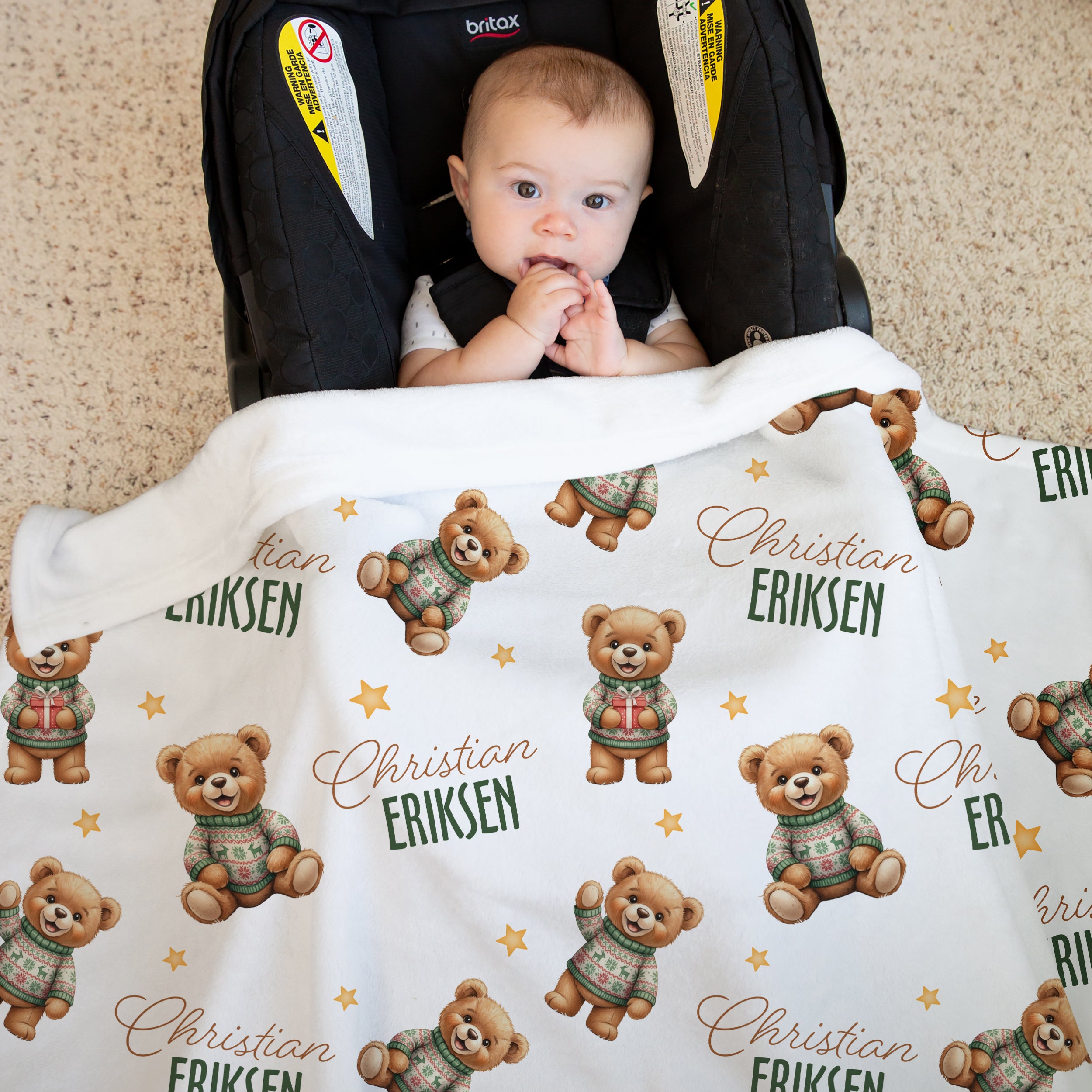 Cozy Bear Personalized Kids Minky Blanket