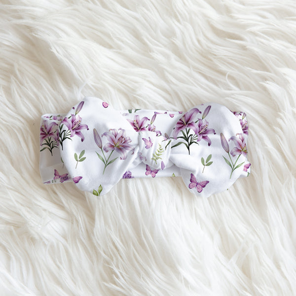 Purple Lilys Personalized Bow Headband