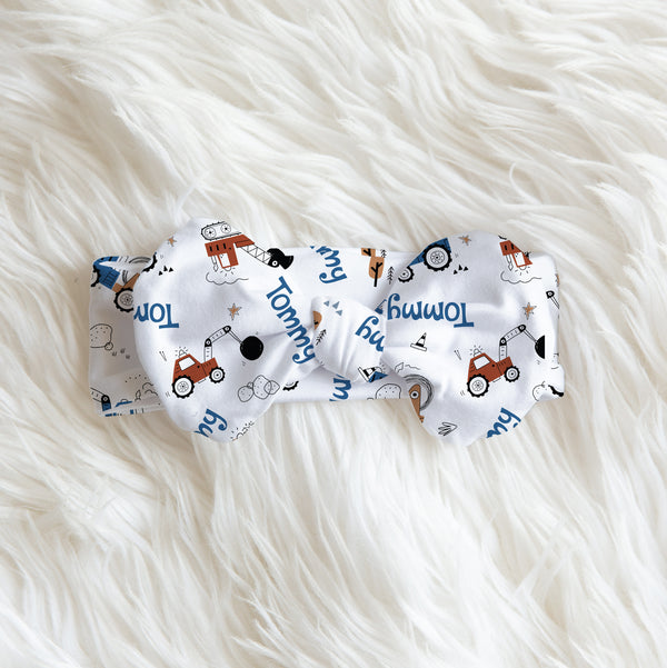 Construction Vehicle Personalized Bow Headband