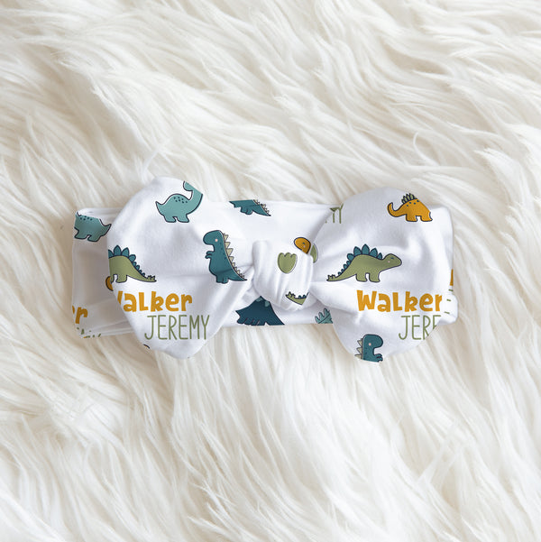 Mini Dinosaur Personalized Bow Headband